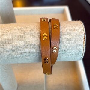 Stella & Dot Chevron Leather Wrap Bracelet